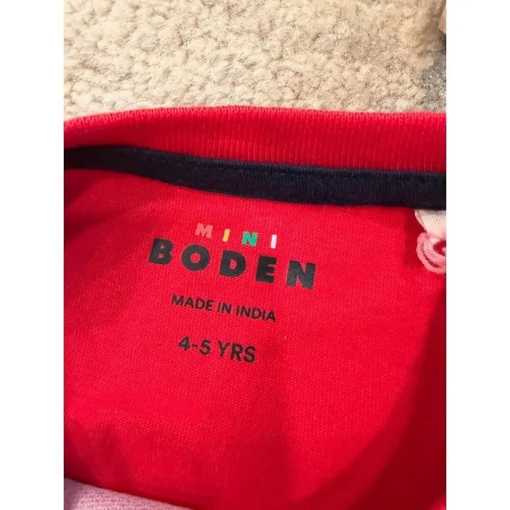 Mini Boden super stich Christmas Tree Appliqué long Sleeve Tee Shirt 3-4 Years